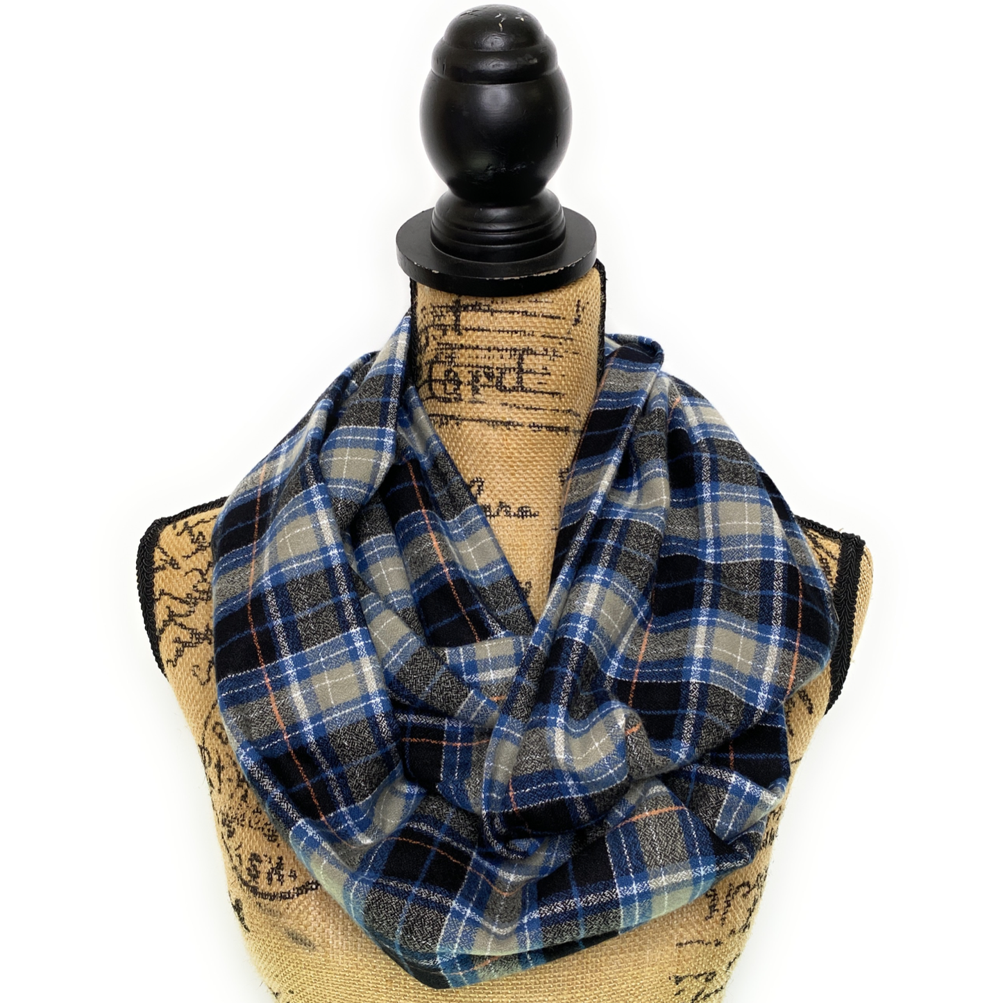 Smokey Grey, Dusty Blue, Black, and White Luxe Collection Plaid Infinity and Blanket Scarves - Tampa Home & Garden Store