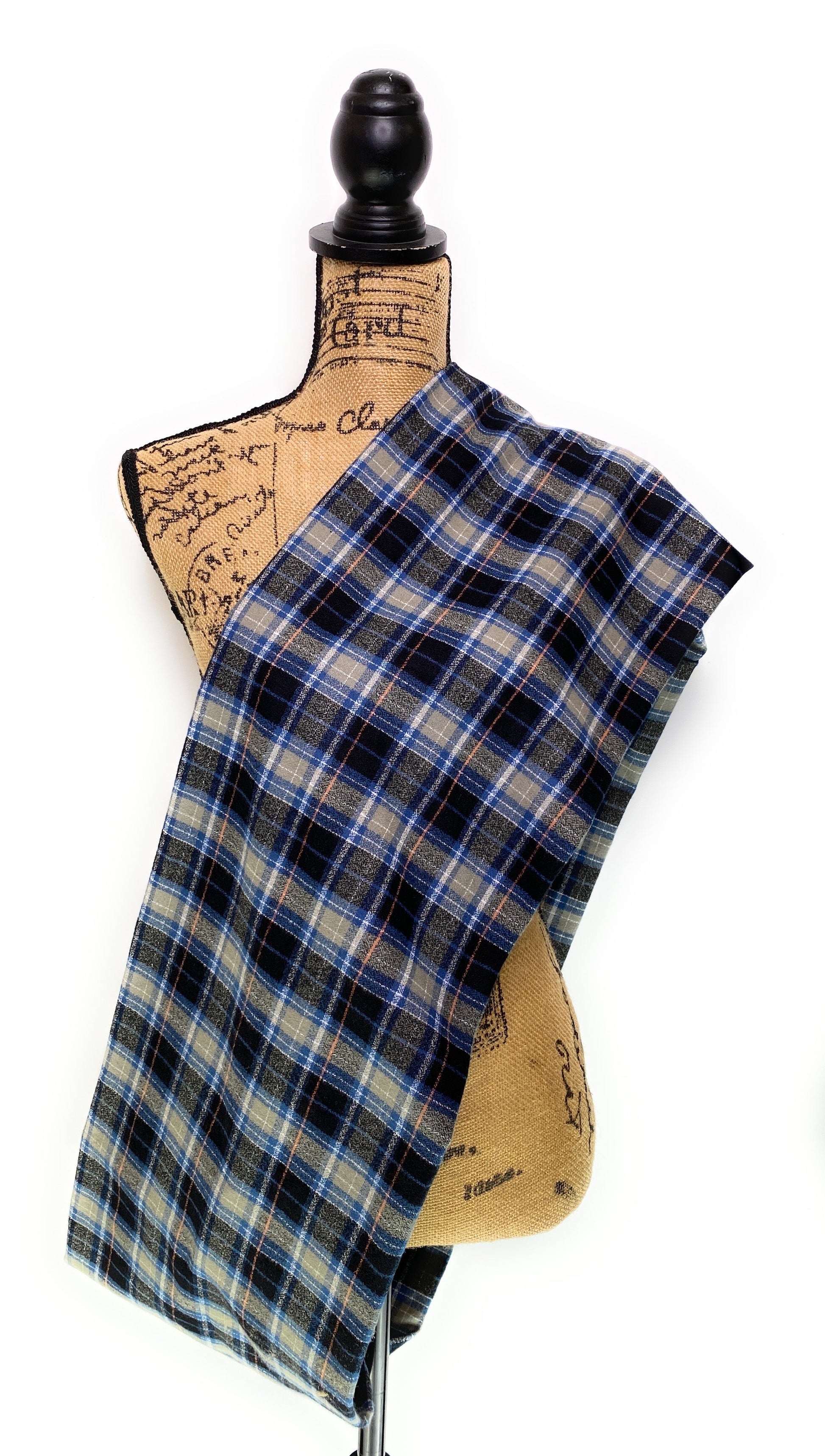 Smokey Grey, Dusty Blue, Black, and White Luxe Collection Plaid Infinity and Blanket Scarves - Tampa Home & Garden Store