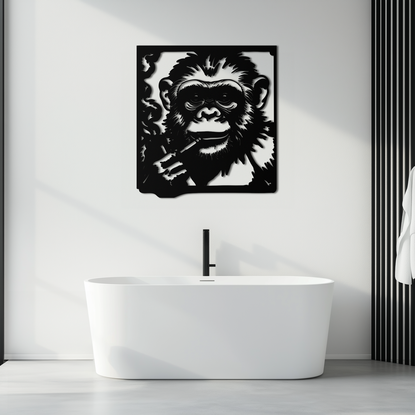 Smoking Chimpanzee Metal Wall Art – Cool Monkey Black Metal Wall Decor for Home- KAF513 - Tampa Home & Garden Store