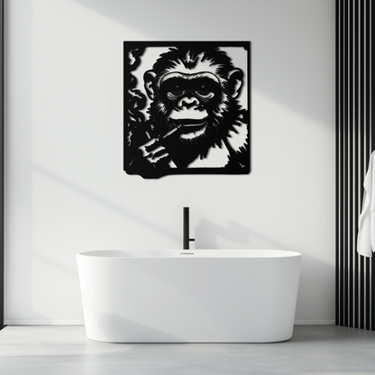 Smoking Chimpanzee Metal Wall Art – Cool Monkey Black Metal Wall Decor for Home- KAF513 - Tampa Home & Garden Store