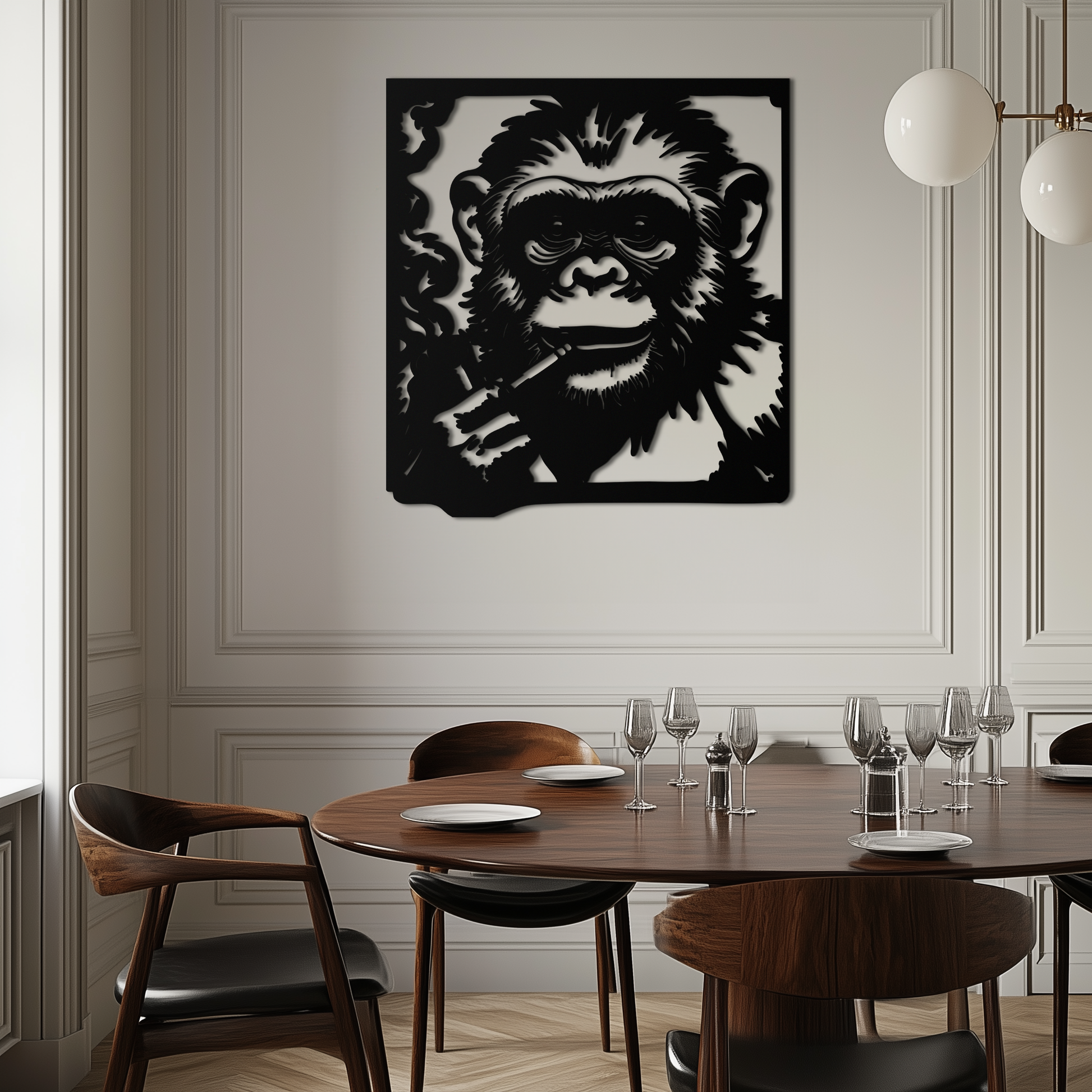 Smoking Chimpanzee Metal Wall Art – Cool Monkey Black Metal Wall Decor for Home- KAF513 - Tampa Home & Garden Store