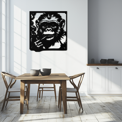 Smoking Chimpanzee Metal Wall Art – Cool Monkey Black Metal Wall Decor for Home- KAF513 - Tampa Home & Garden Store