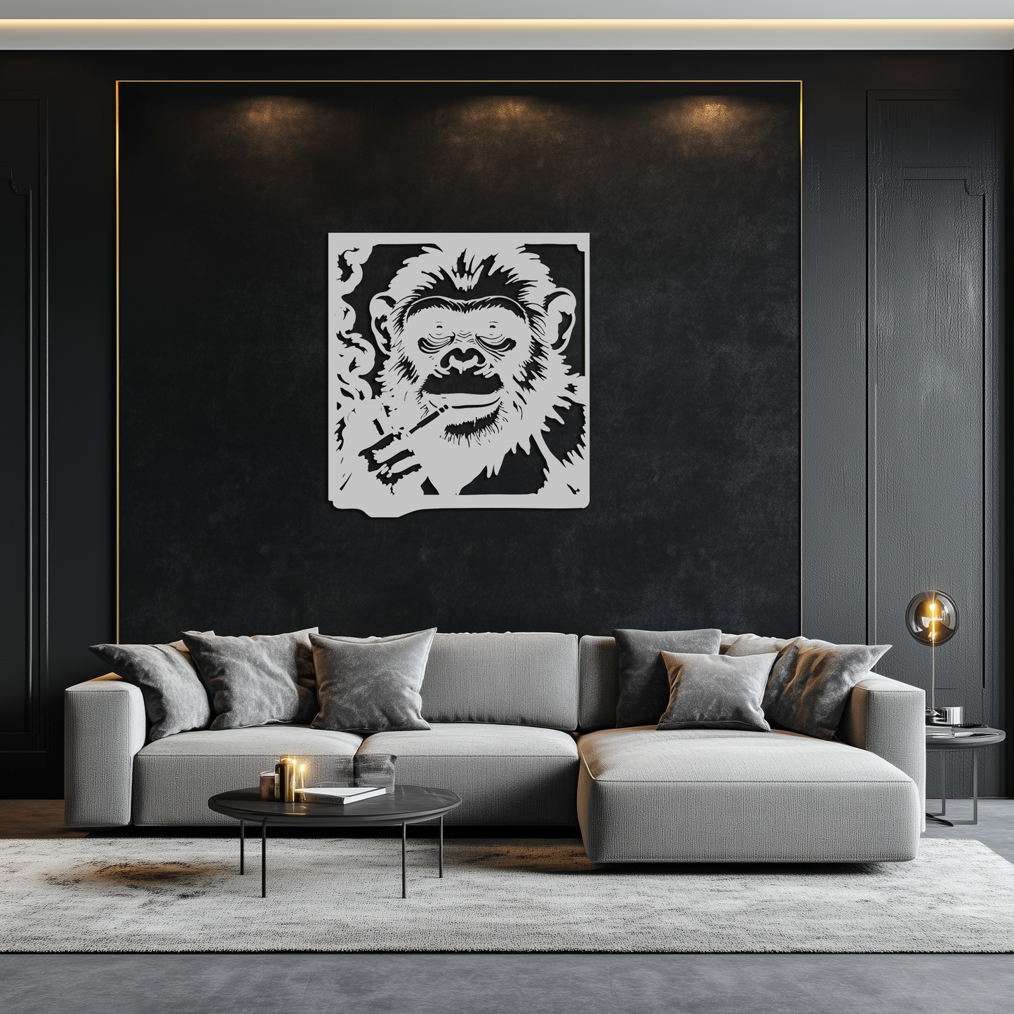Smoking Chimpanzee Metal Wall Art – Cool Monkey Black Metal Wall Decor for Home- KAF513 - Tampa Home & Garden Store