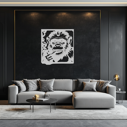Smoking Chimpanzee Metal Wall Art – Cool Monkey Black Metal Wall Decor for Home- KAF513 - Tampa Home & Garden Store