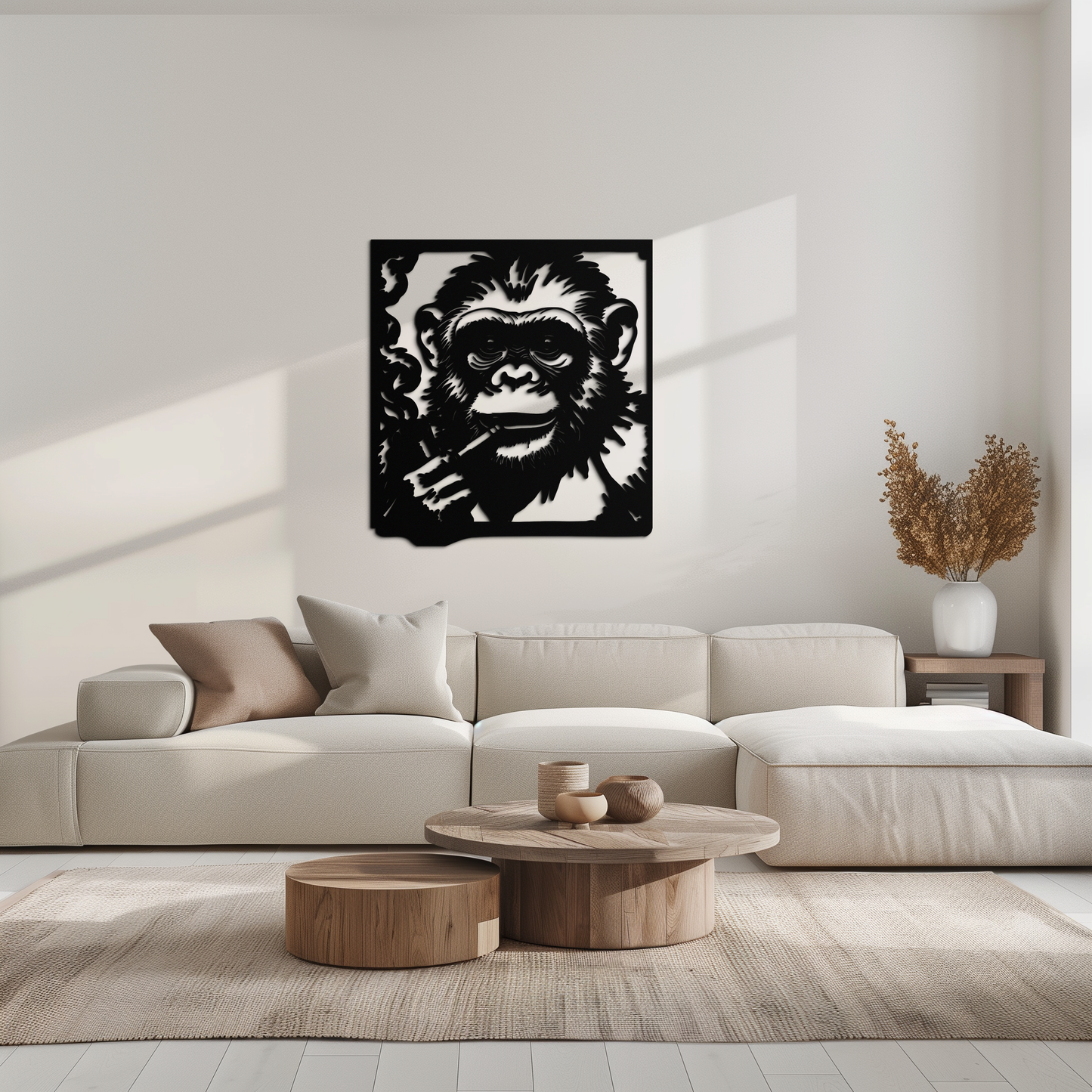 Smoking Chimpanzee Metal Wall Art – Cool Monkey Black Metal Wall Decor for Home- KAF513 - Tampa Home & Garden Store