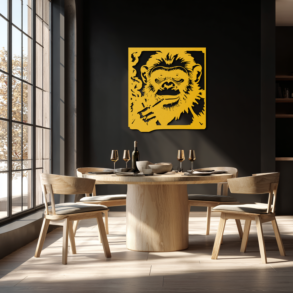 Smoking Chimpanzee Metal Wall Art – Cool Monkey Black Metal Wall Decor for Home- KAF513 - Tampa Home & Garden Store
