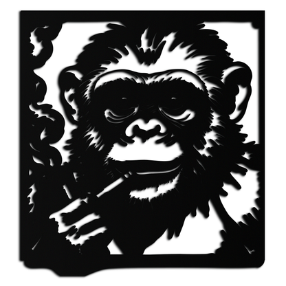 Smoking Chimpanzee Metal Wall Art – Cool Monkey Black Metal Wall Decor for Home- KAF513 - Tampa Home & Garden Store