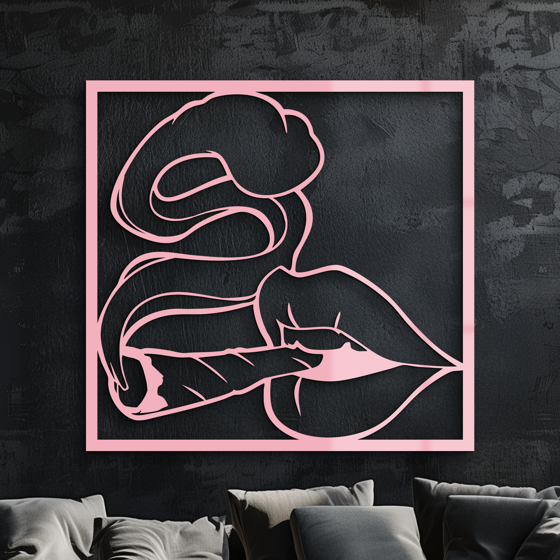 Smoking Lips Silhouette Modern Wall Art – Pink Metal Décor - KAFGP181 - Tampa Home & Garden Store