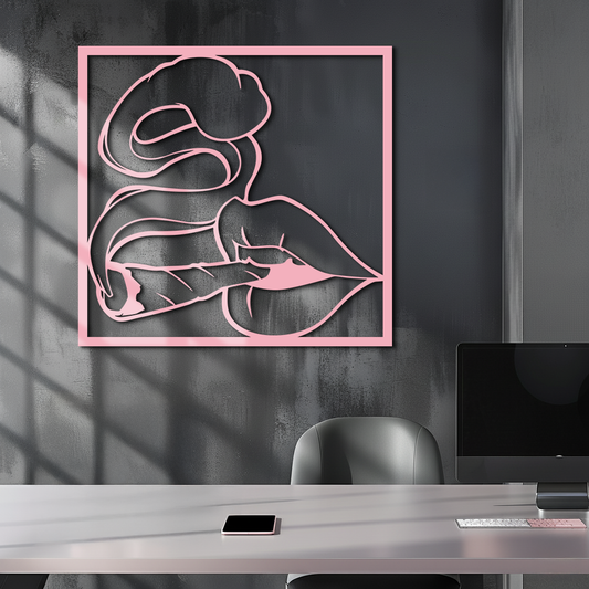 Smoking Lips Silhouette Modern Wall Art – Pink Metal Décor - KAFGP181 - Tampa Home & Garden Store