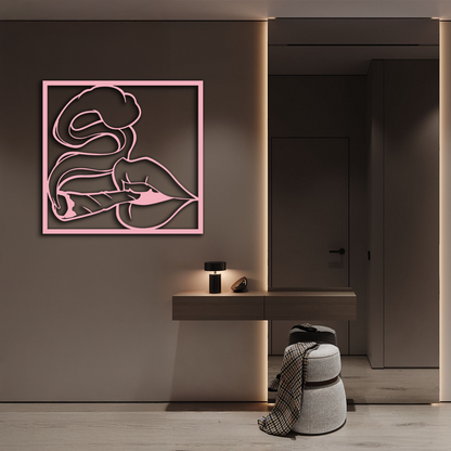 Smoking Lips Silhouette Modern Wall Art – Pink Metal Décor - KAFGP181 - Tampa Home & Garden Store