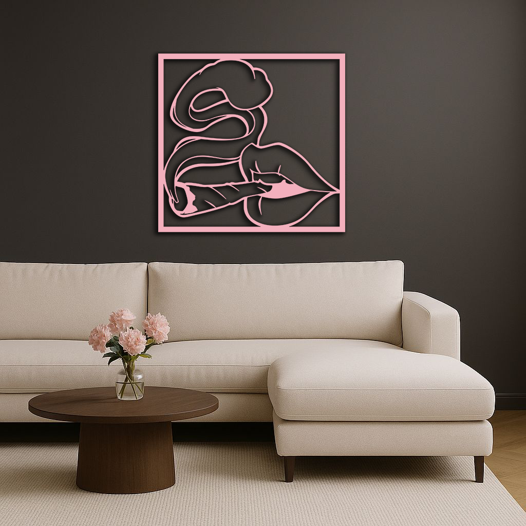 Smoking Lips Silhouette Modern Wall Art – Pink Metal Décor - KAFGP181 - Tampa Home & Garden Store