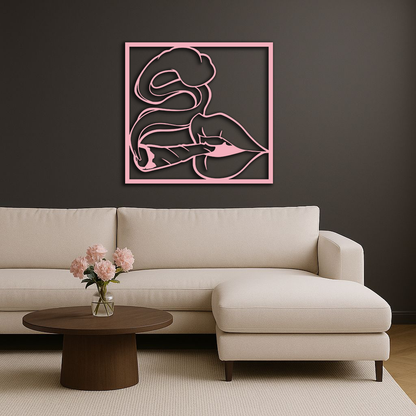 Smoking Lips Silhouette Modern Wall Art – Pink Metal Décor - KAFGP181 - Tampa Home & Garden Store