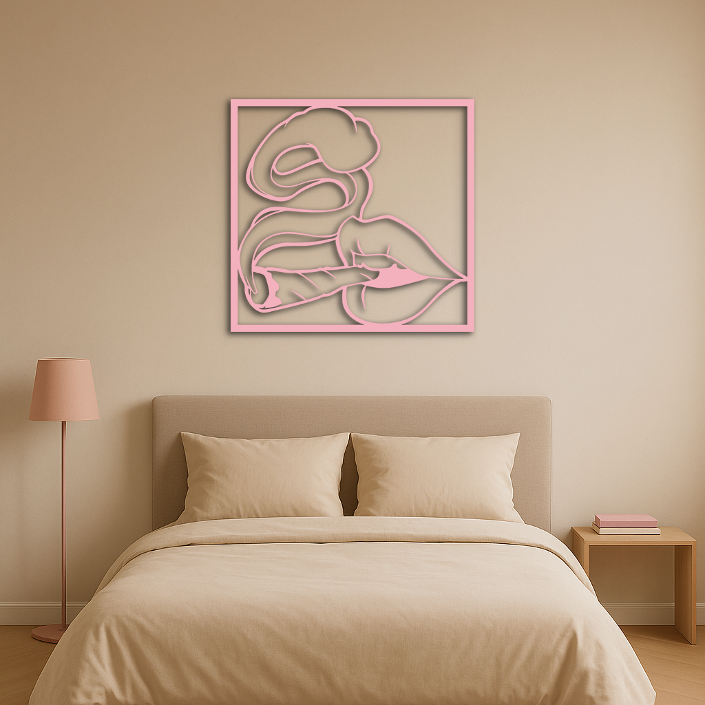 Smoking Lips Silhouette Modern Wall Art – Pink Metal Décor - KAFGP181 - Tampa Home & Garden Store
