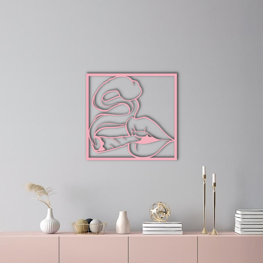 Smoking Lips Silhouette Modern Wall Art – Pink Metal Décor - KAFGP181 - Tampa Home & Garden Store