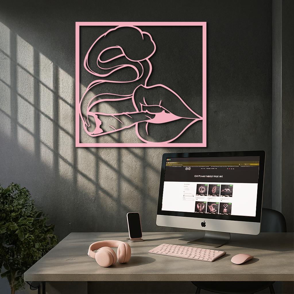 Smoking Lips Silhouette Modern Wall Art – Pink Metal Décor - KAFGP181 - Tampa Home & Garden Store