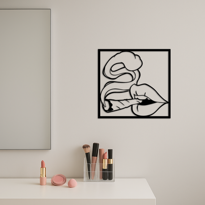 Smoking Lips Silhouette Modern Wall Art – Pink Metal Décor - KAFGP181 - Tampa Home & Garden Store