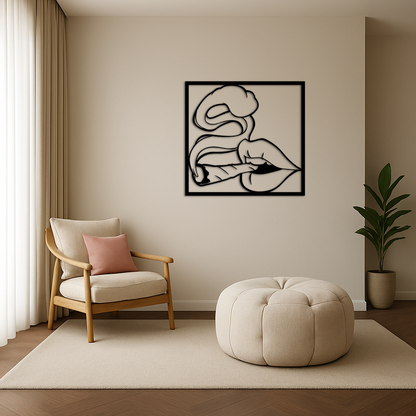 Smoking Lips Silhouette Modern Wall Art – Pink Metal Décor - KAFGP181 - Tampa Home & Garden Store