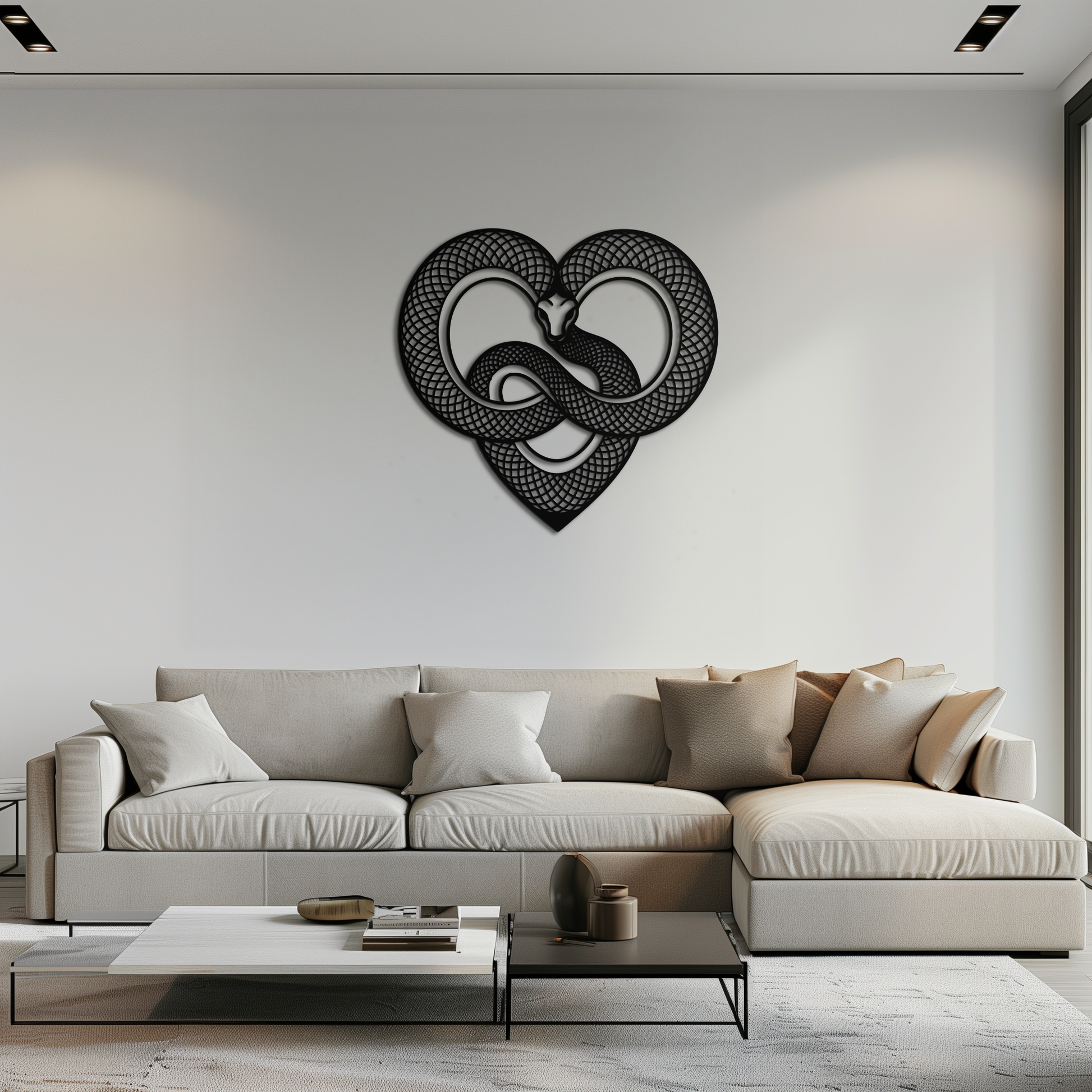 Snake Heart Metal Wall Art – Modern Black Snake Wall Decor for Home and Office- KAF555 - Tampa Home & Garden Store