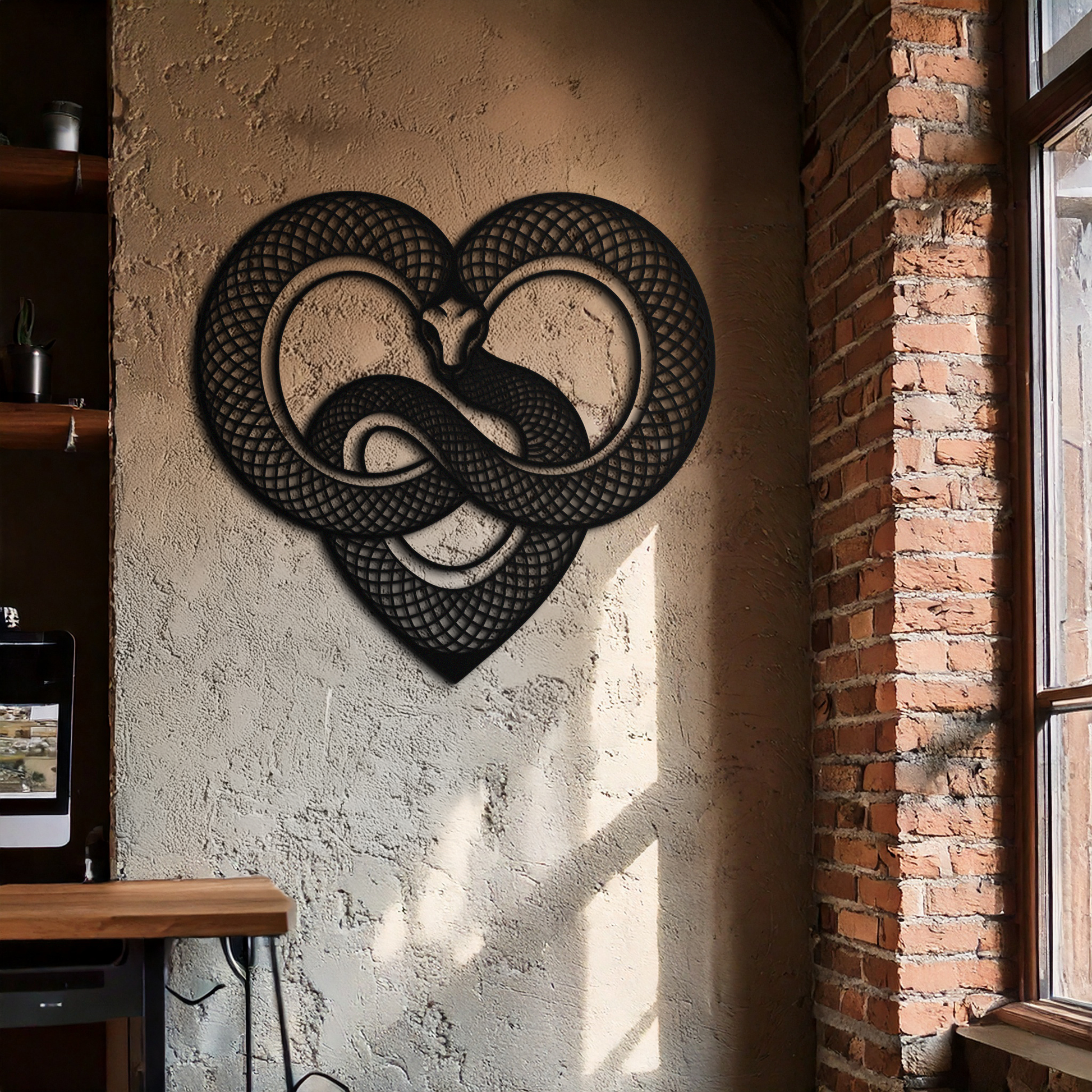 Snake Heart Metal Wall Art – Modern Black Snake Wall Decor for Home and Office- KAF555 - Tampa Home & Garden Store