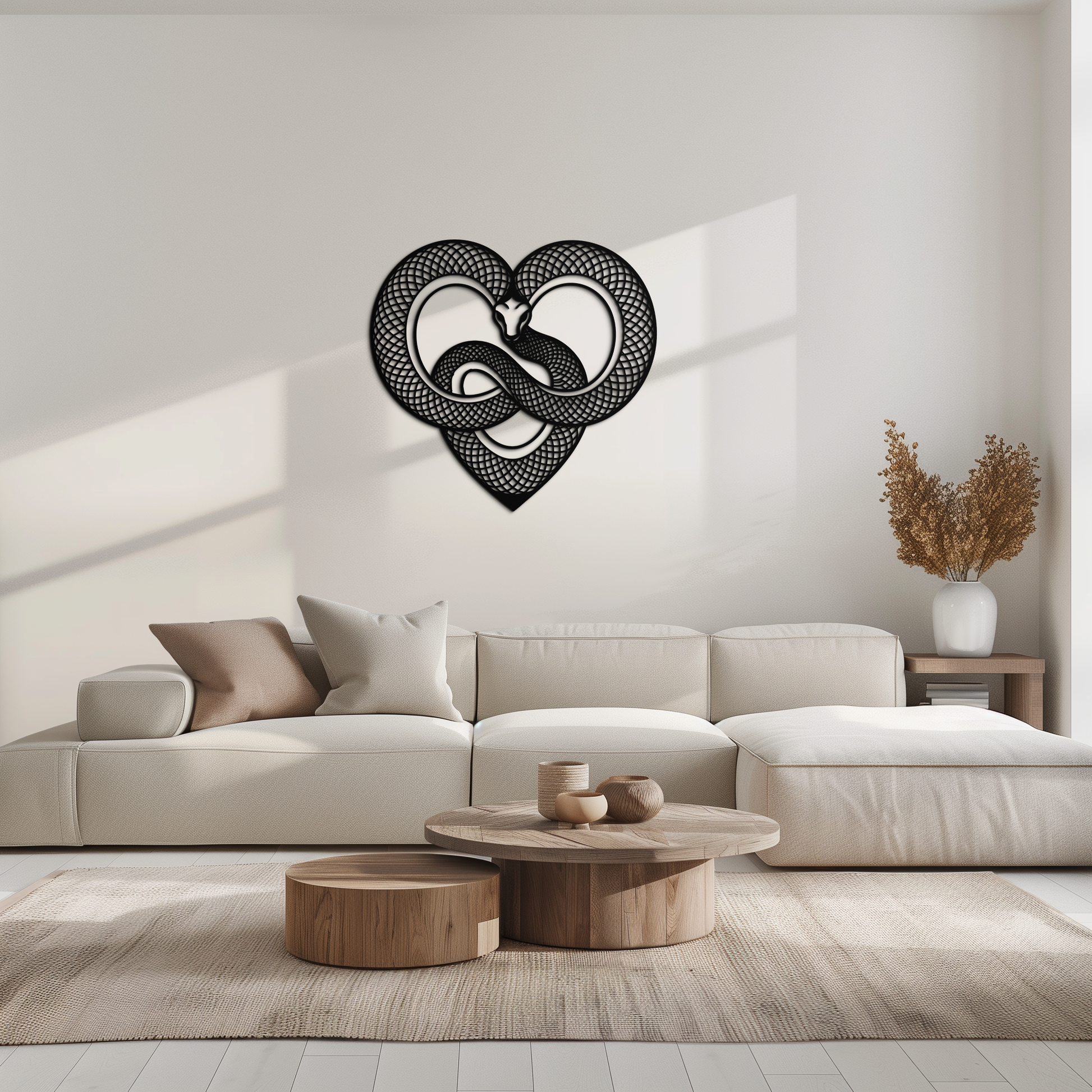 Snake Heart Metal Wall Art – Modern Black Snake Wall Decor for Home and Office- KAF555 - Tampa Home & Garden Store