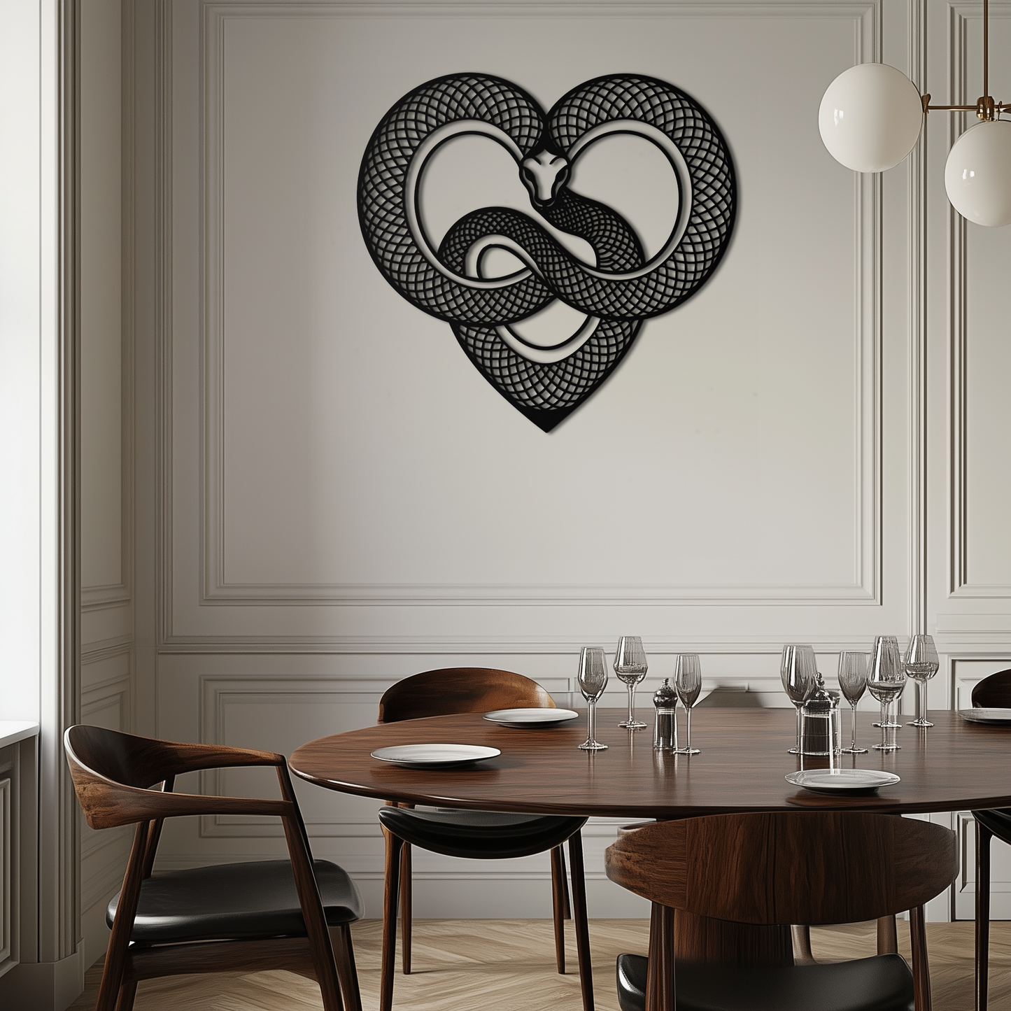 Snake Heart Metal Wall Art – Modern Black Snake Wall Decor for Home and Office- KAF555 - Tampa Home & Garden Store