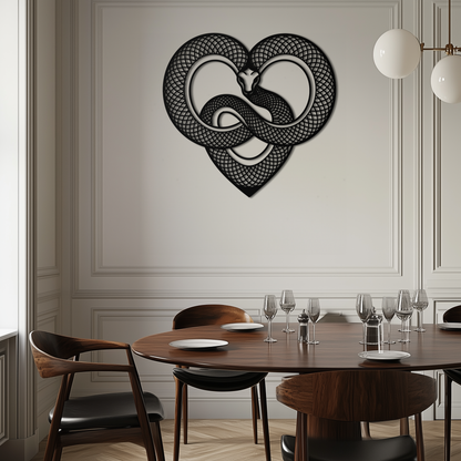 Snake Heart Metal Wall Art – Modern Black Snake Wall Decor for Home and Office- KAF555 - Tampa Home & Garden Store