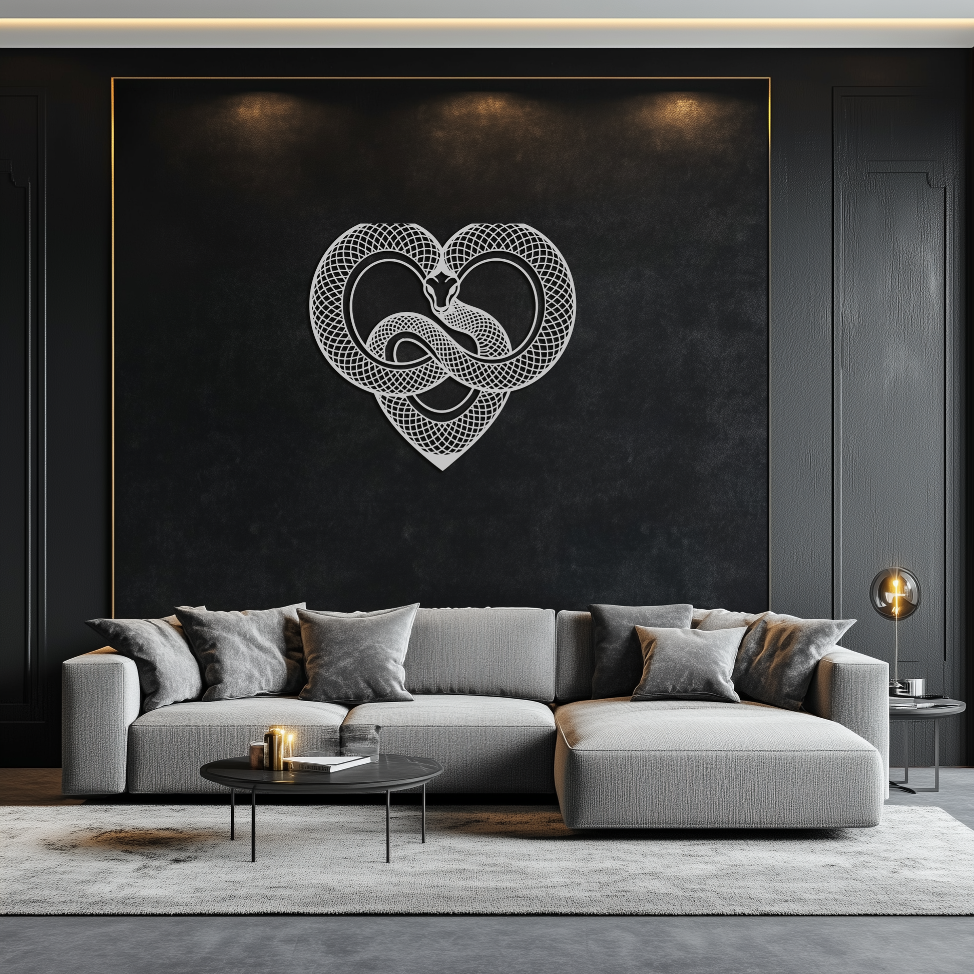 Snake Heart Metal Wall Art – Modern Black Snake Wall Decor for Home and Office- KAF555 - Tampa Home & Garden Store