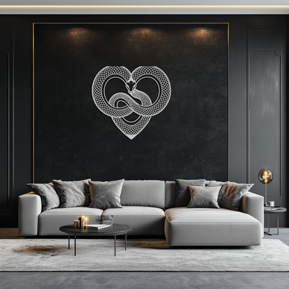 Snake Heart Metal Wall Art – Modern Black Snake Wall Decor for Home and Office- KAF555 - Tampa Home & Garden Store