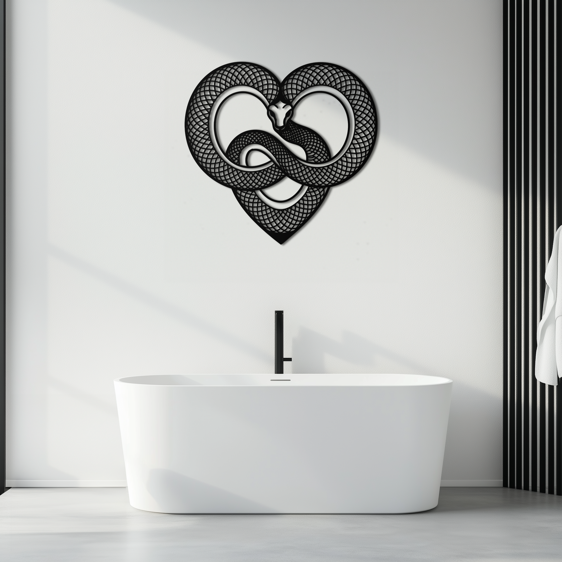 Snake Heart Metal Wall Art – Modern Black Snake Wall Decor for Home and Office- KAF555 - Tampa Home & Garden Store