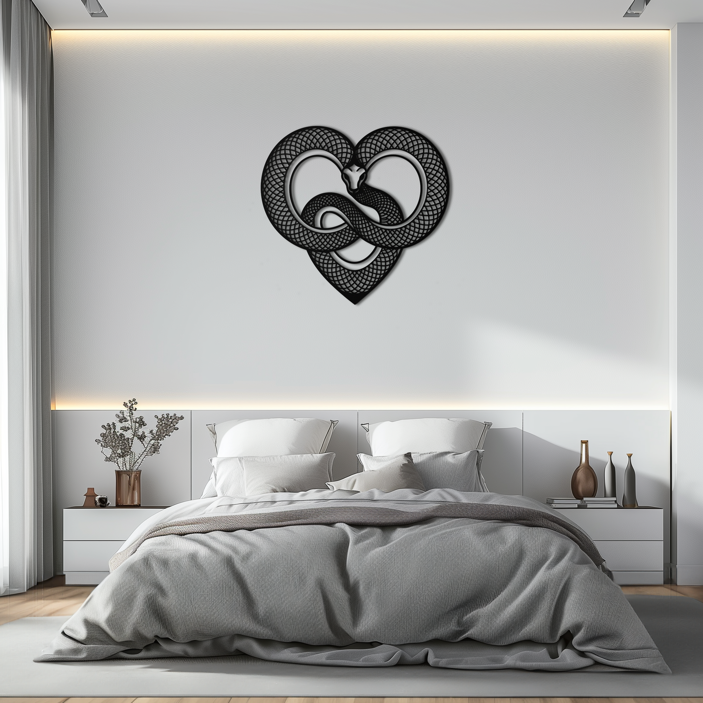 Snake Heart Metal Wall Art – Modern Black Snake Wall Decor for Home and Office- KAF555 - Tampa Home & Garden Store