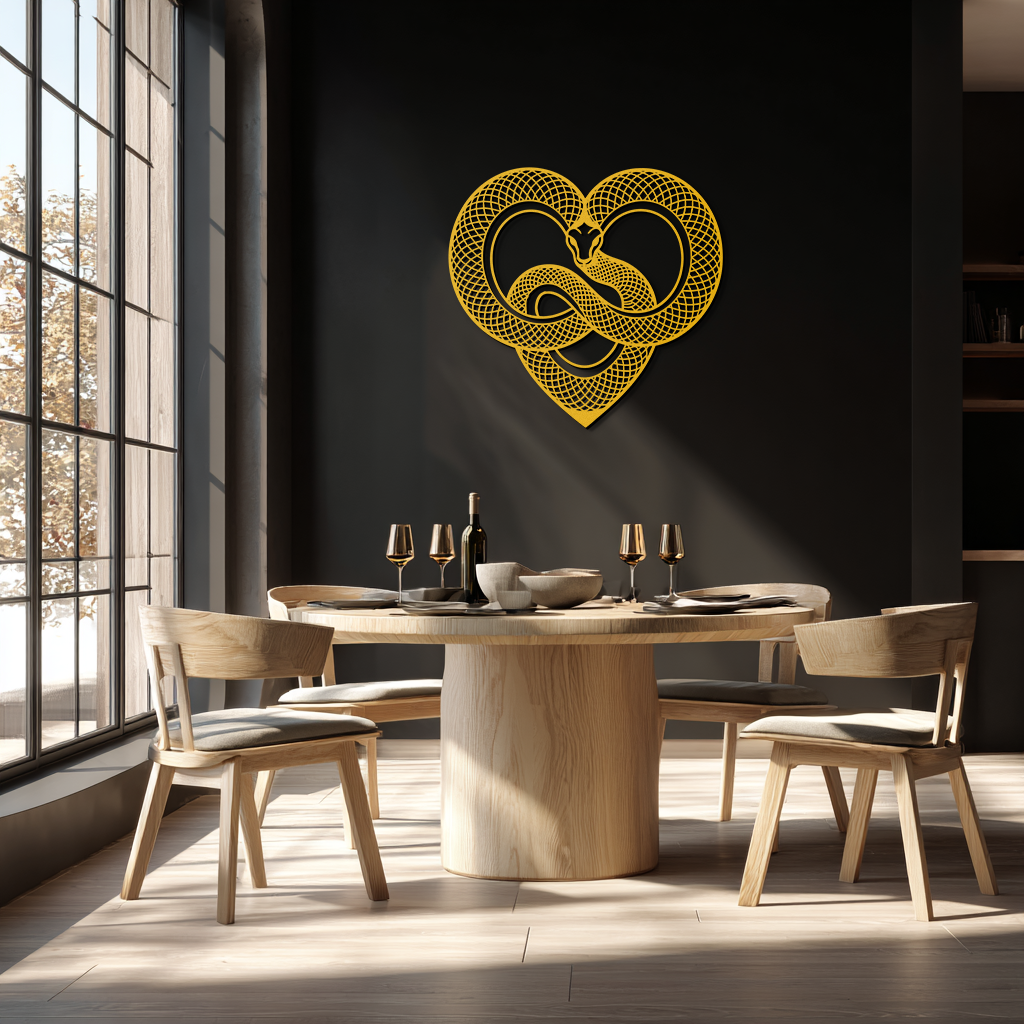 Snake Heart Metal Wall Art – Modern Black Snake Wall Decor for Home and Office- KAF555 - Tampa Home & Garden Store