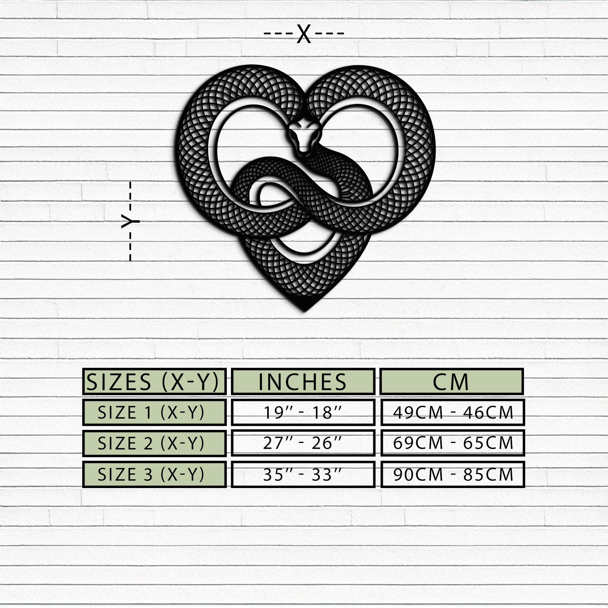 Snake Heart Metal Wall Art – Modern Black Snake Wall Decor for Home and Office- KAF555 - Tampa Home & Garden Store
