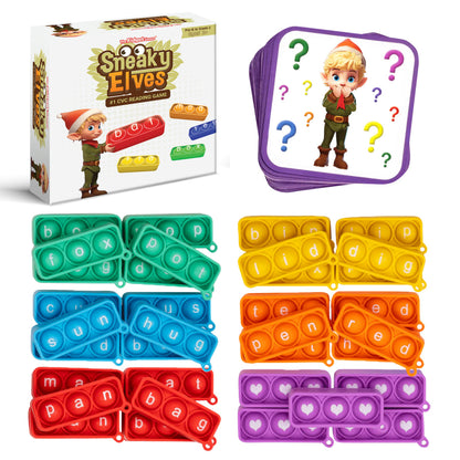 Sneaky Elves educational game by The Fidget Games; six color tiles and purple deck on Tampa Home & Garden Store