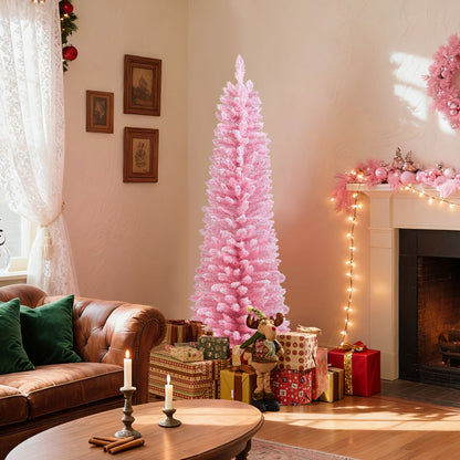 Snow Flocked 7 FT Artificial Pink Xmas Tree with 635 Branch Tips