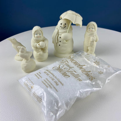 Snowbabies Playing with Snowman & Birds. "Jolly Friends Forevermore" by Dept. 56. White Porcelain Figurines Celebrating Friendship. Kids Rm. - Tampa Home & Garden Store
