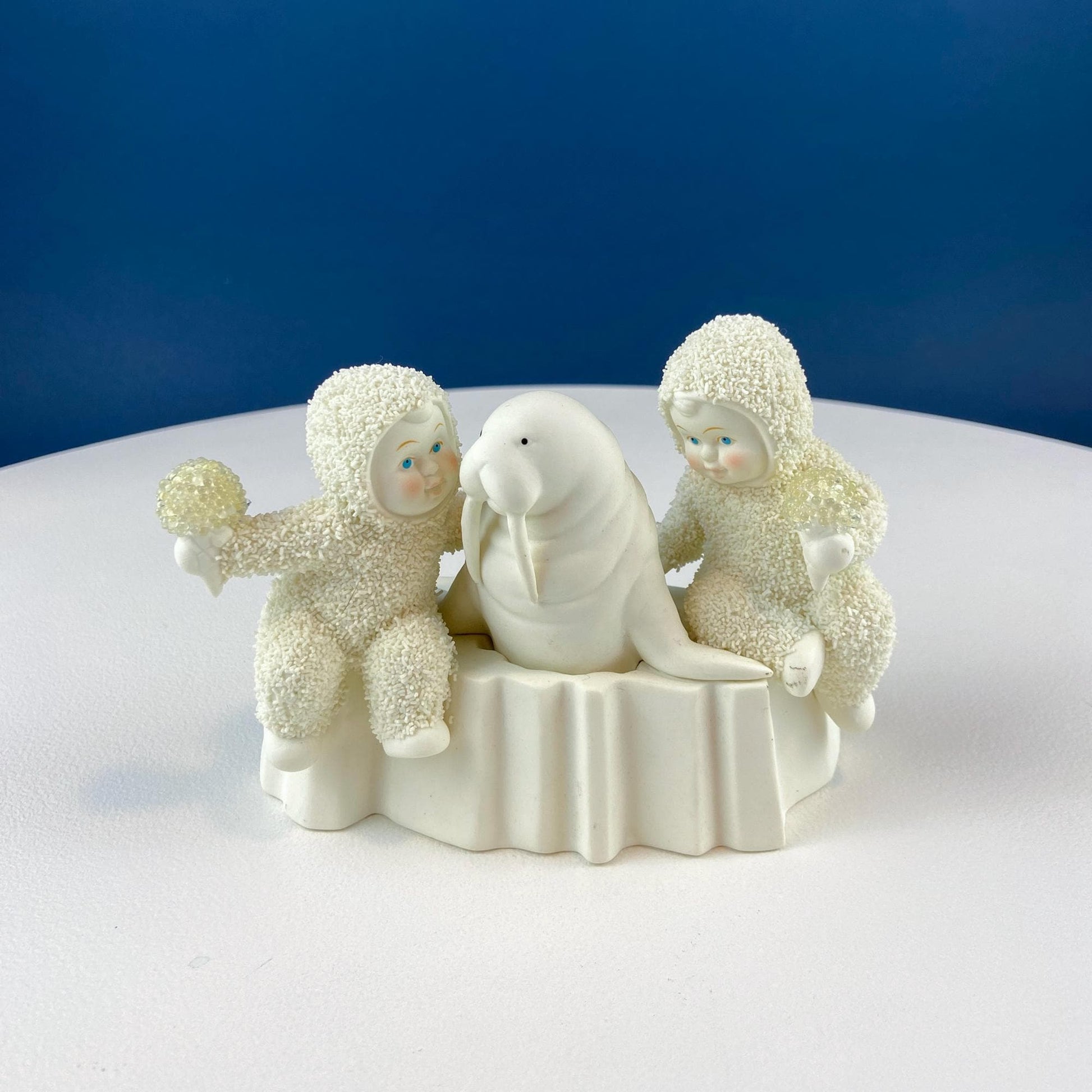 Snowbabies Playing with Snowman & Birds. "Jolly Friends Forevermore" by Dept. 56. White Porcelain Figurines Celebrating Friendship. Kids Rm. - Tampa Home & Garden Store