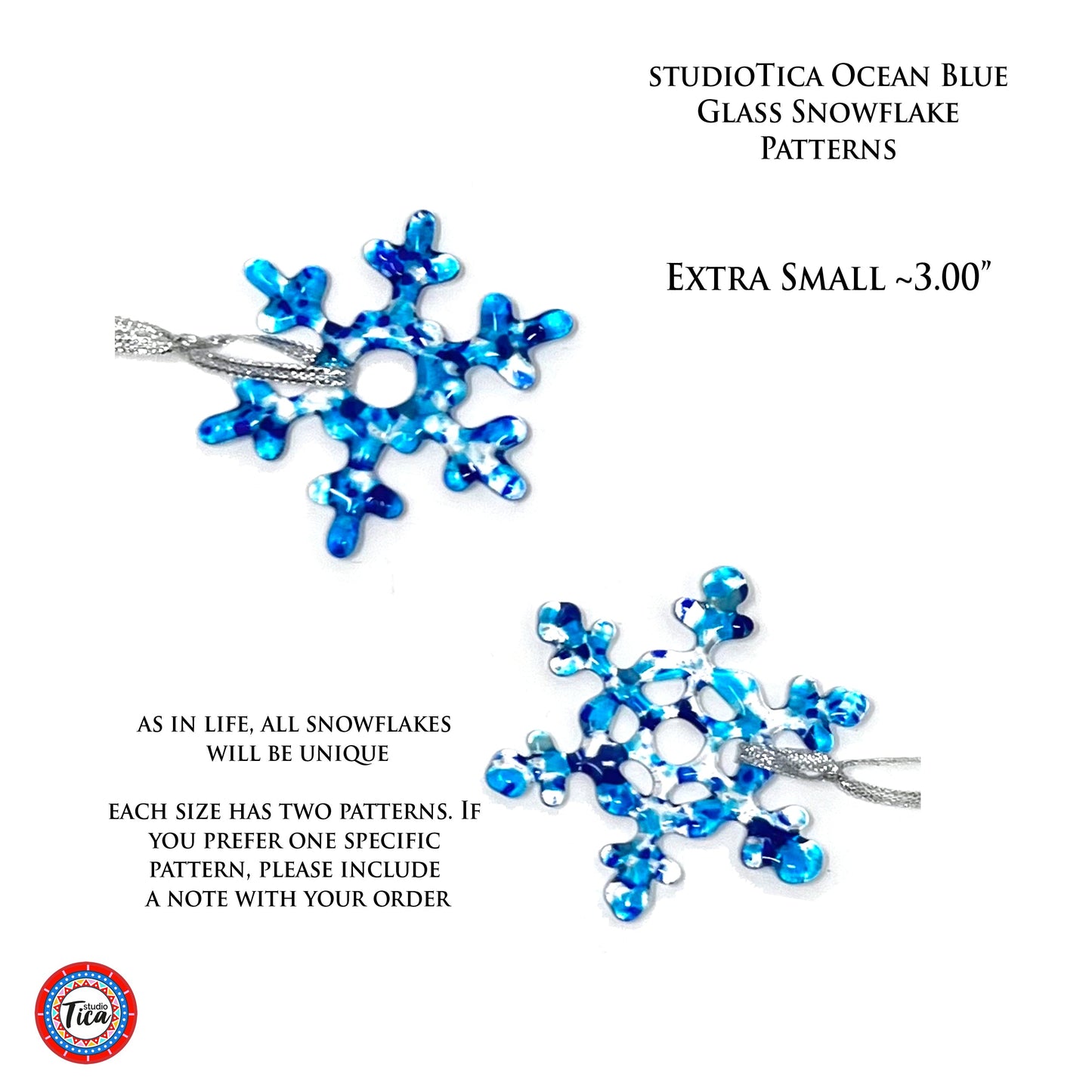 Copo de Nieve de Vidrio Hecho a Mano - Azul Océano - por studioTica