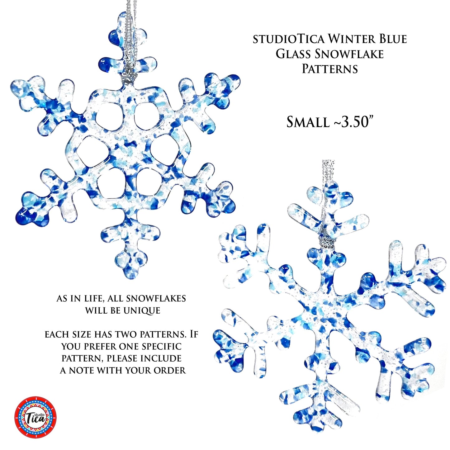 Copo de nieve de vidrio hecho a mano - Azul invierno - de studioTica