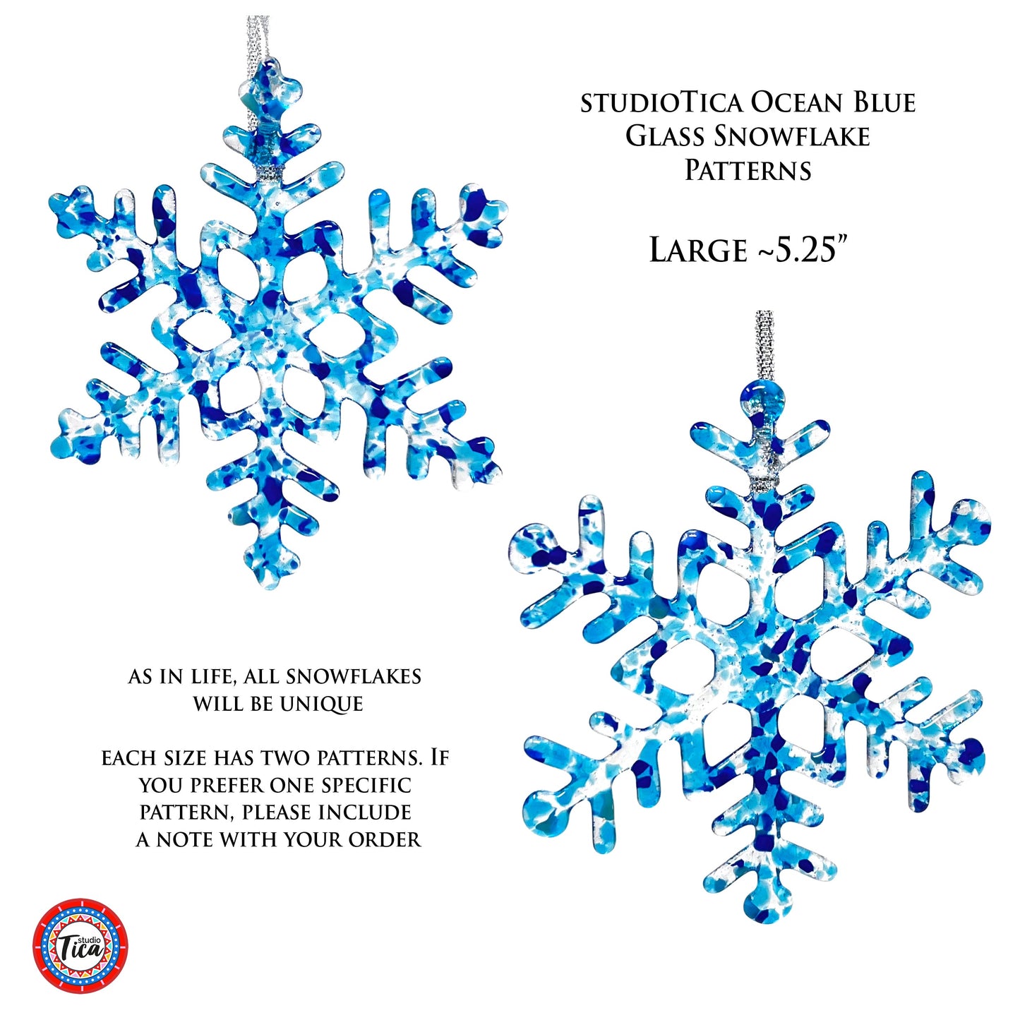 Copo de Nieve de Vidrio Hecho a Mano - Azul Océano - por studioTica