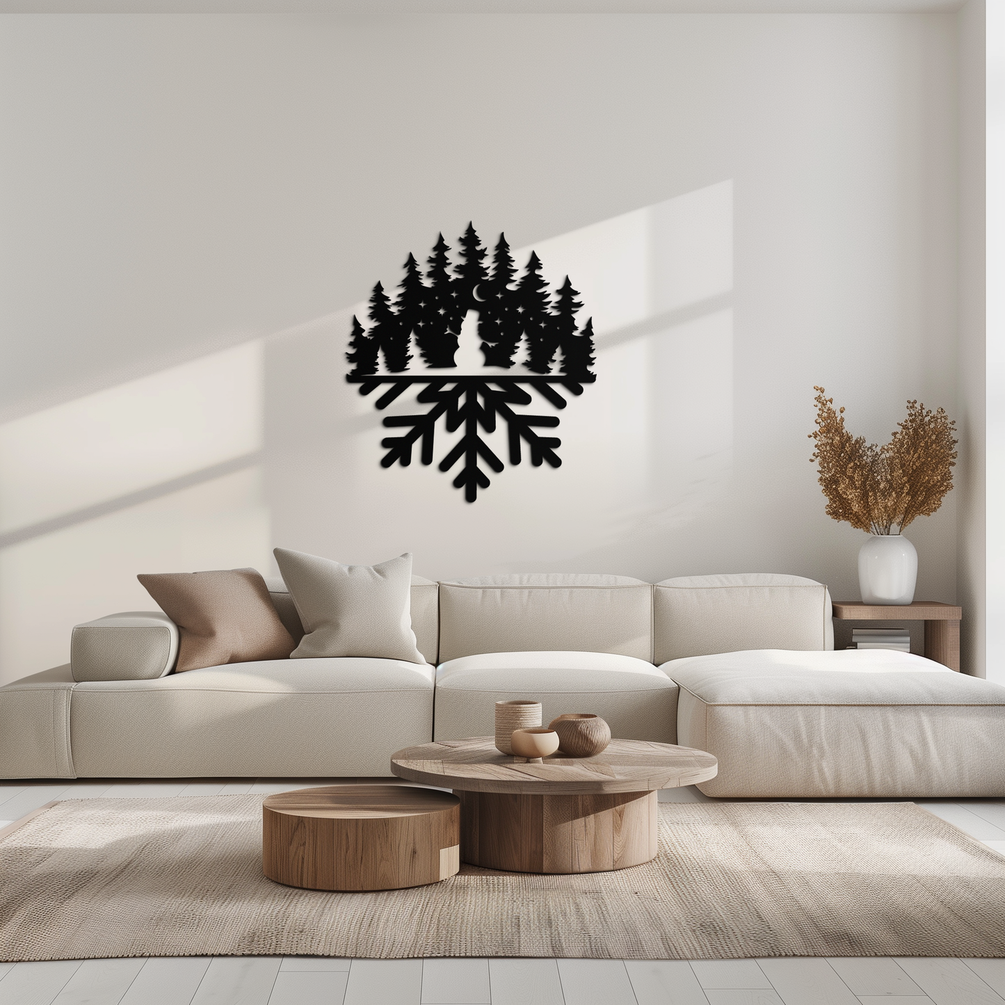 Snowflake Forest Metal Wall Art - Winter Tree Silhouette Home Decor- KAF303 - Tampa Home & Garden Store