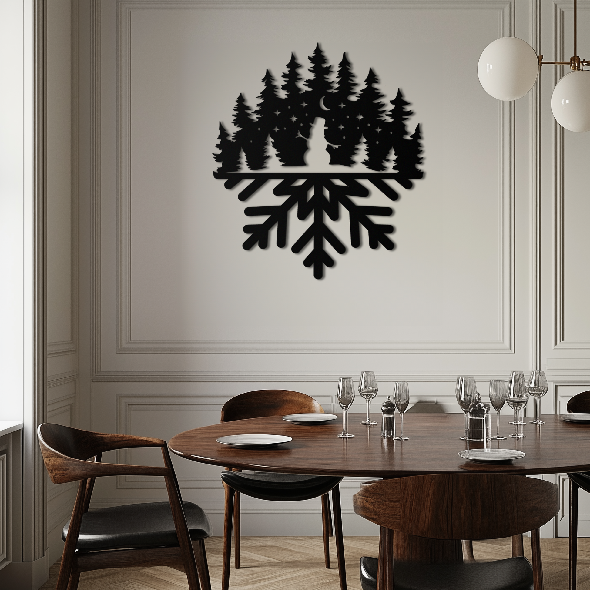 Snowflake Forest Metal Wall Art - Winter Tree Silhouette Home Decor- KAF303 - Tampa Home & Garden Store