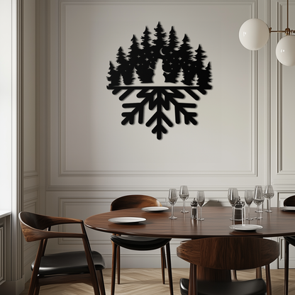 Snowflake Forest Metal Wall Art - Winter Tree Silhouette Home Decor- KAF303 - Tampa Home & Garden Store