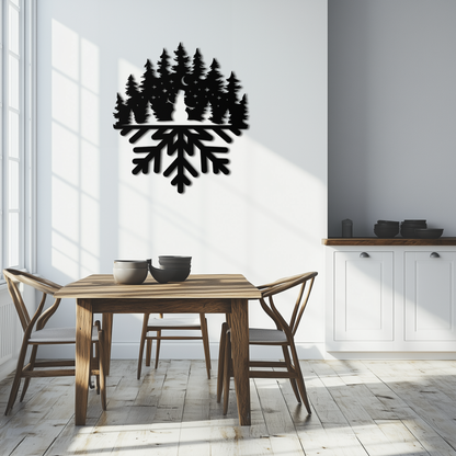 Snowflake Forest Metal Wall Art - Winter Tree Silhouette Home Decor- KAF303 - Tampa Home & Garden Store