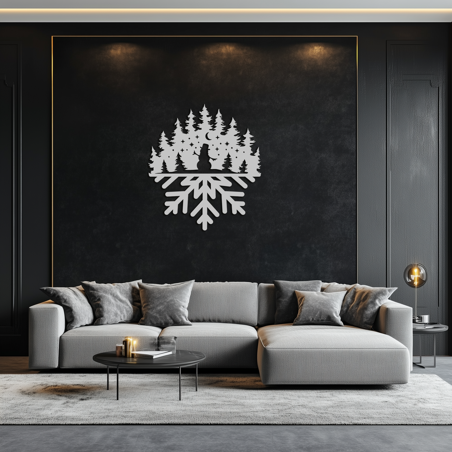 Snowflake Forest Metal Wall Art - Winter Tree Silhouette Home Decor- KAF303 - Tampa Home & Garden Store