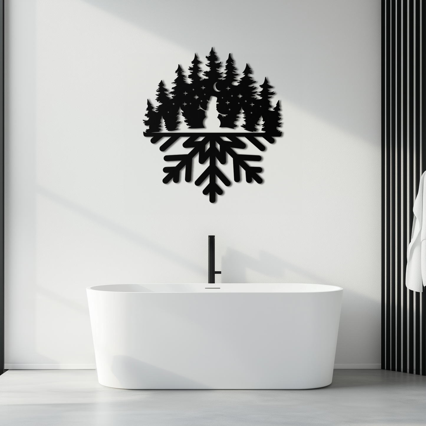 Snowflake Forest Metal Wall Art - Winter Tree Silhouette Home Decor- KAF303 - Tampa Home & Garden Store