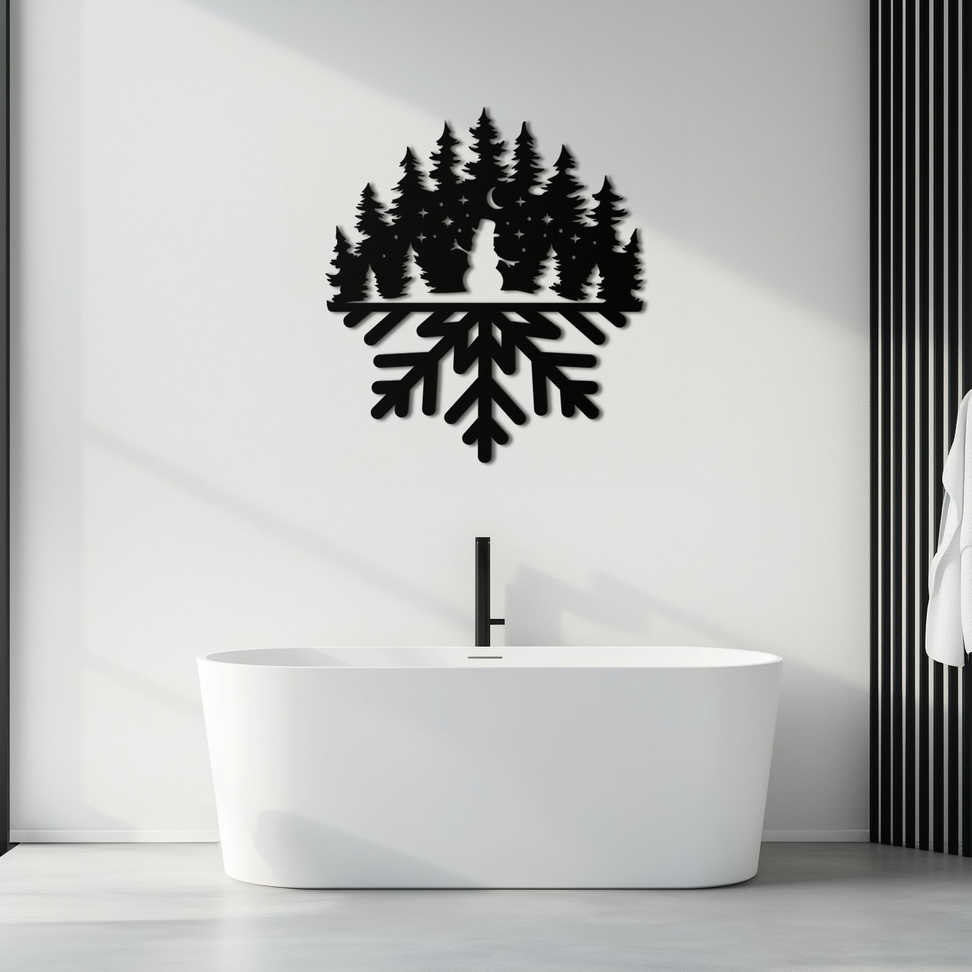 Snowflake Forest Metal Wall Art - Winter Tree Silhouette Home Decor- KAF303 - Tampa Home & Garden Store