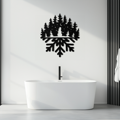 Snowflake Forest Metal Wall Art - Winter Tree Silhouette Home Decor- KAF303 - Tampa Home & Garden Store