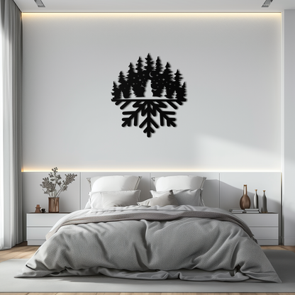 Snowflake Forest Metal Wall Art - Winter Tree Silhouette Home Decor- KAF303 - Tampa Home & Garden Store