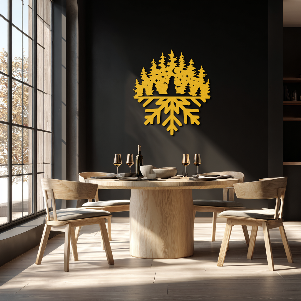 Snowflake Forest Metal Wall Art - Winter Tree Silhouette Home Decor- KAF303 - Tampa Home & Garden Store