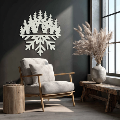 Snowflake Forest Metal Wall Art - Winter Tree Silhouette Home Decor- KAF303 - Tampa Home & Garden Store